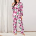 thumbnail image 2 of Logiee Flamingo Print Womens Pajamas Set,Long Sleeve Sleepwear,Button Down Lounge Set 2 Pieces,Soft Nightwear Pjs Set-X-Large, 2 of 7