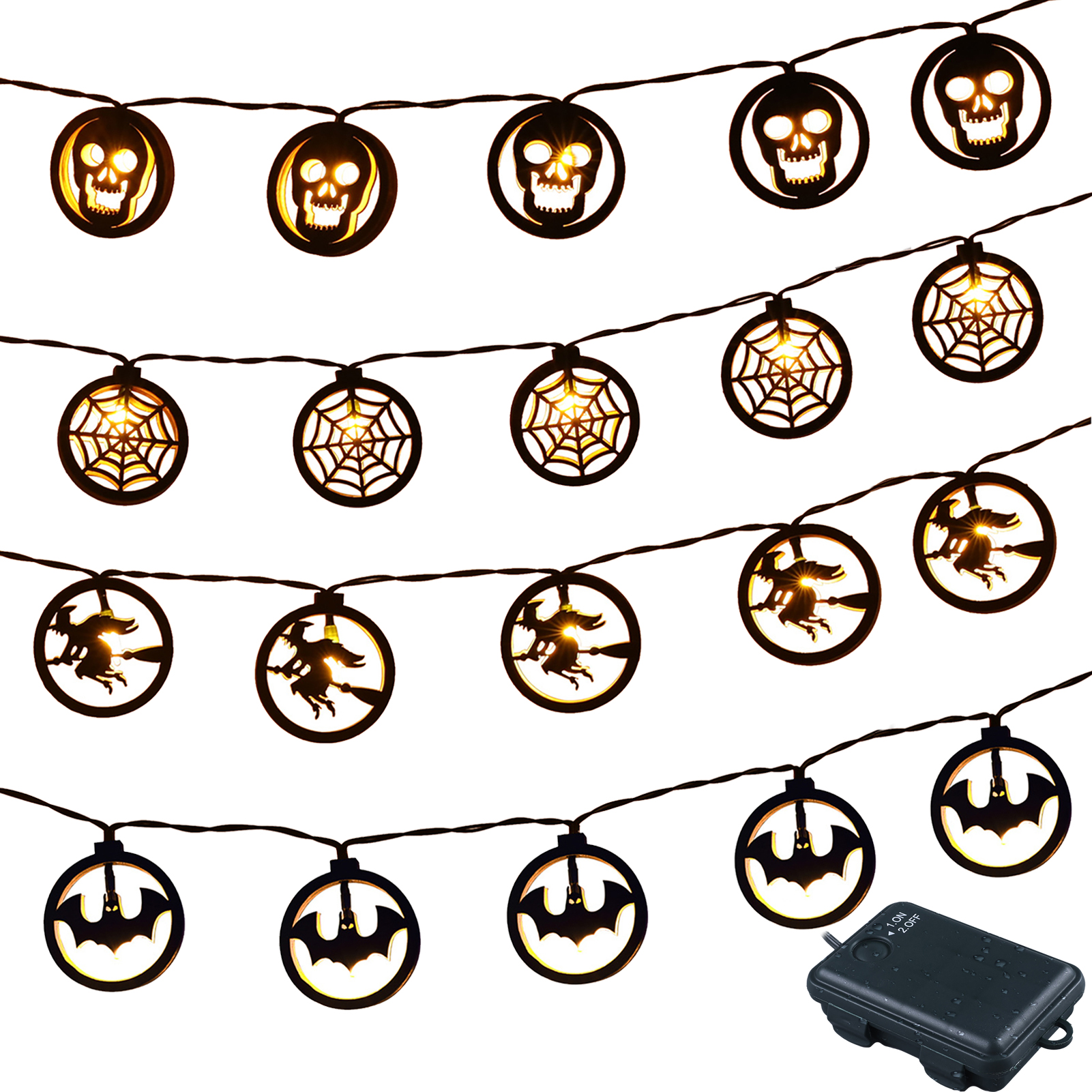 BESTHUA Halloween Wooden Light Decoration Leds Wooden String Light