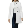 thumbnail image 2 of Women's Thicken Wool Stand Collar Pea Coat Jacket Outerwear for Women Casual Winter Warm Longline Double Breasted with Pockets | CSEONE,White XL, 2 of 5