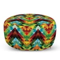 thumbnail image 1 of Colorful Pouf Cover with Zipper, Abstract Optic Effect Triangle Pattern Digital Vibrant Contemporary Design, Soft Decorative Fabric Unstuffed Case, 30" W X 17.3" L, Multicolor, by Ambesonne, 1 of 5