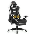 thumbnail image 1 of Goplus Massage Gaming Chair Reclining Swivel Racing Office Chair with Footrest White, 1 of 10