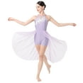 thumbnail image 3 of IBTOM CASTLE Women Lyrical Dance Costumes Lace Flower Embroidery Spliced Tulle Dress Flowy Chiffon Leotard Skirt S Light Purple, 3 of 8