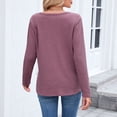 thumbnail image 5 of Waffle Knit Tops for Women, Comdrip Ladies' Fashionable and Casual Autumn and Winter V Neck Casual Long Sleeved Loose T Shirt Top Long Sleeve Tunic Brick Red XL, 5 of 9
