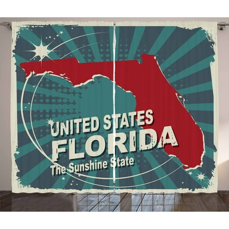 Florida Curtains 2 Panels Set Retro Style Sunburst Worn Out