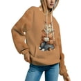 thumbnail image 3 of Frontwalk Ladies Pullover Floral Printed Hooded Sweatshirts Animal Print Fleece Hoodies Women Comfy Outwear Long Sleeve Style-C XL, 3 of 6