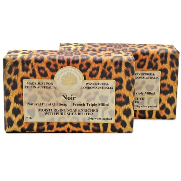 Jabón natural perfumado Wavertree & London Noir (2 barras) Barras de jabón hidratante francés triple molido enriquecidas con manteca de karité – Barras de baño y cuerpo de aceite vegetal puro para tod