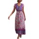 thumbnail image 1 of Vestidos Para Mujer Moda Casual Cuello en V Impreso Elástico Manga Corta Vestido Con Botones Falda Odeerbi ODB127374, 1 of 7