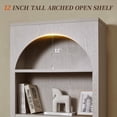 thumbnail image 6 of Aitjunz 77.6" Tall Pantry Cabinet, Kitchen Pantry Storage Cabinet with Adjustable Shelves, Open Storage and 2 Fluted Doors, Freestanding Kitchen Cabinet for Dining Room, Light Gray, 6 of 8