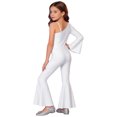 thumbnail image 2 of vastwit Kids Girls One Shoulder Flared Jumpsuit with Sequins Fancy Romper Disco Dance Party Outfit Silver 10, 2 of 6
