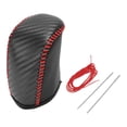 thumbnail image 1 of Cubierta de pomo de cambio de marcha Unique Bargains para Dodge Journey 2011-2020, antideslizante, fibra de carbono negra, protector de mango de cambio rojo, cuero sintético, 1 Pc, 1 of 1