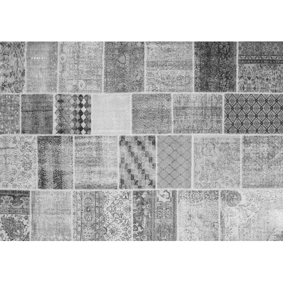 Ahgly Company Indoor Rectangle Patchwork Gray Transitional Area Rugs, 6' x 9'