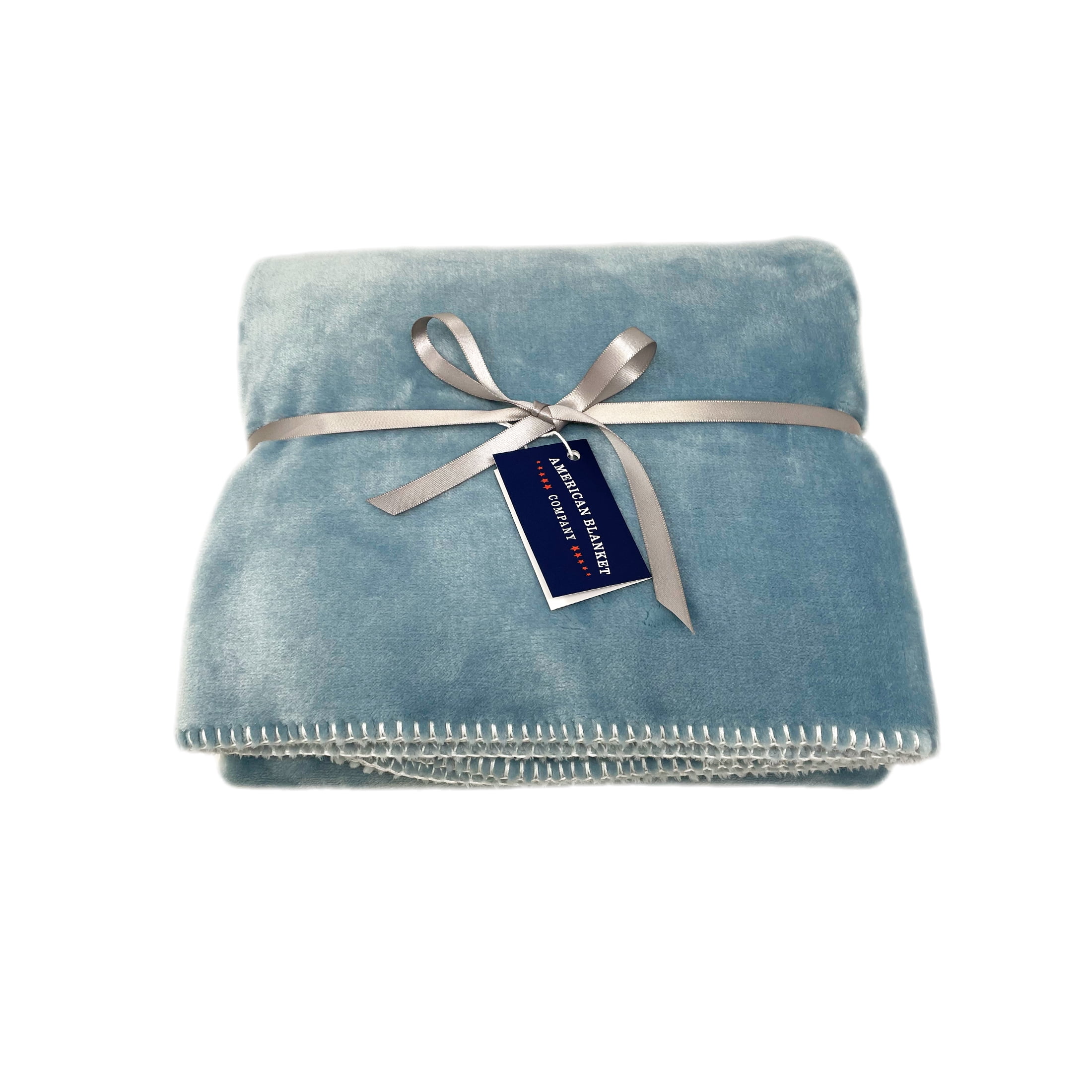 American Blanket Company Luster Loft Whip Stitch Infant Blanket Softest Blue 30in x 40in Unisex