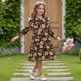 thumbnail image 3 of FKELYI Retro Daisy Floral Mushroom Print Girls Long Sleeve Dress for Fall Ruffle Dresses Tiered Swing Trim Dress for Party Birthday Holiday, 7-8 Y, 3 of 6