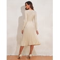 thumbnail image 6 of PrettyGuide Women's Wrap Sweater Dress V Neck Long Sleeve Pleated A Line Knit Midi Dresses, 6 of 7