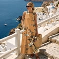 thumbnail image 4 of Xixirimido Hibicsus Flowers Mustard Yellow Print Casual Summer Dresses for Women 2026 Sleeveless Flowy Sundresses with Pockets Beach Vacation Dress Casual Long Maxi Dresses, Large, 4 of 7