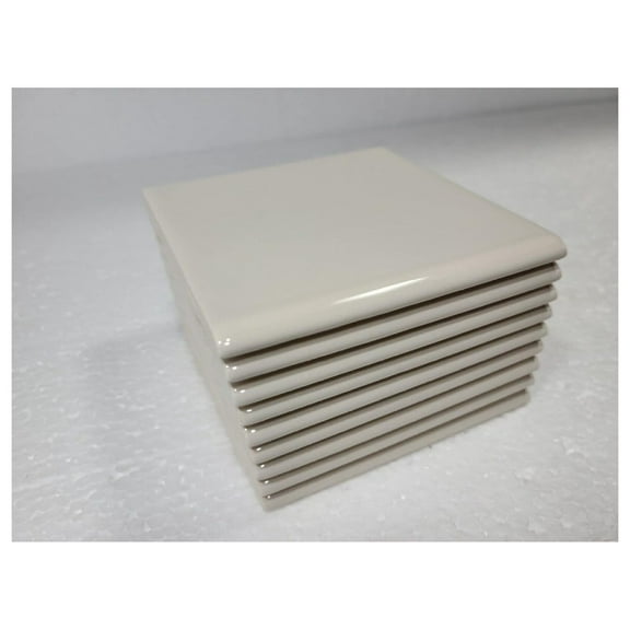 Beige Bone Almond Ceramic 4.25 in Bullnose Tile 4x4 Square SubwayCurved Edge Classic Color 006 0135 9 pc 1 Sq Ft