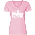 thumbnail image 3 of Inktastic Baltimore Skyline Grunge Women's V-Neck T-Shirt, 3 of 5