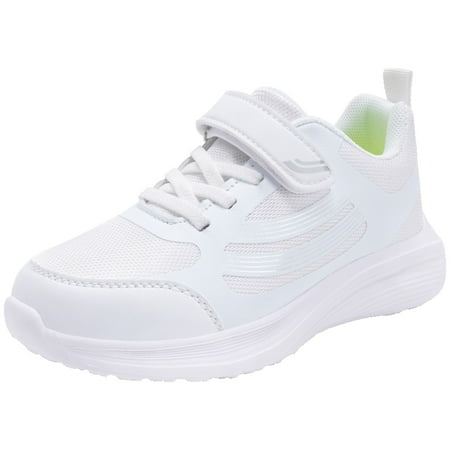 eileial Kids Shoes Toddler Boys Girls Canvas Sneakers Hook and Loop Kids Soft Walking Shoes White 13-13.5 Years