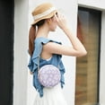 thumbnail image 3 of Women's Daisy Printed Round Crossbody Wallet, Fashion Circle Crossbody Purse Clutch Handbag, 3 of 8