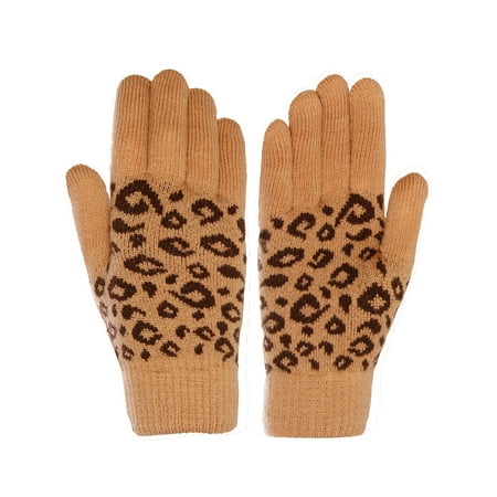 Emmalise Women Indigenous Knitted Print Fuzzy Extra Double Layer Warm Winter Gloves