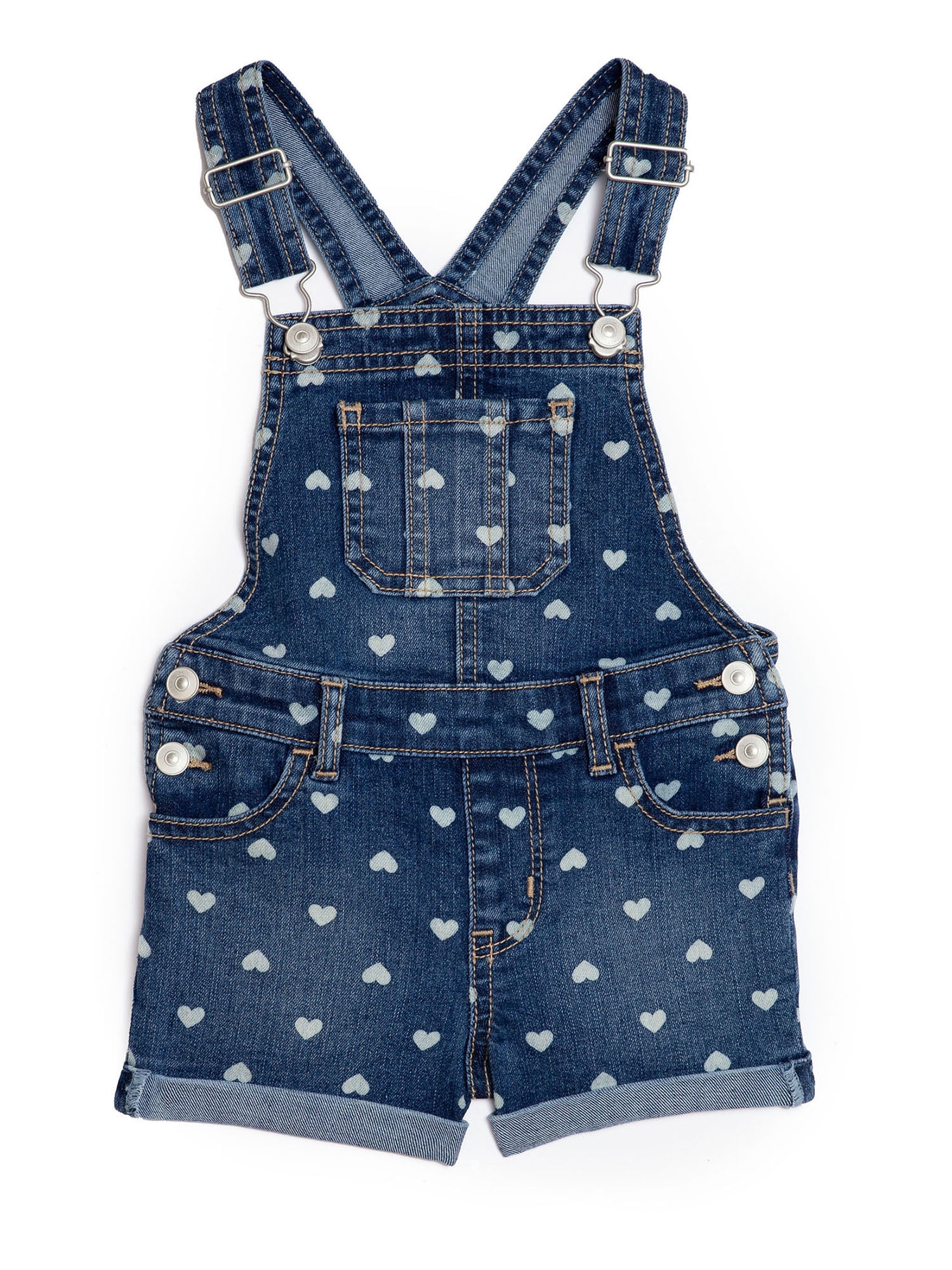 Wonder Nation Baby Girls & Toddler Girls Stretch Denim Overall Shorts