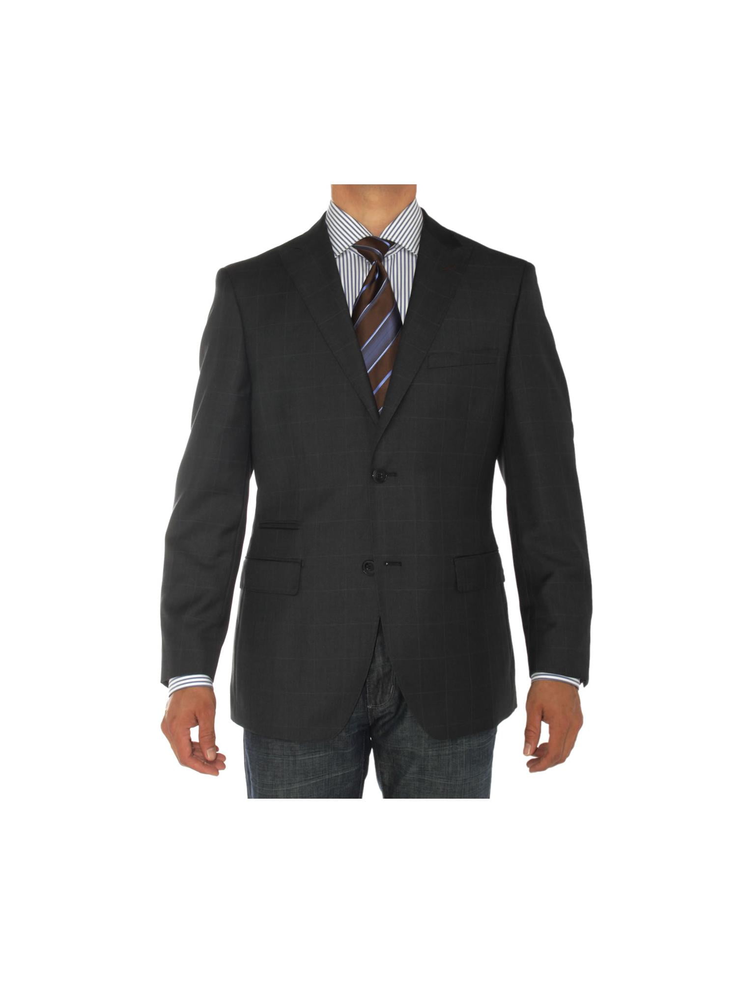 LN LUCIANO NATAZZI Two Button Mens Suit Modern Fit Ticket Pocket Jacket 2 Piece