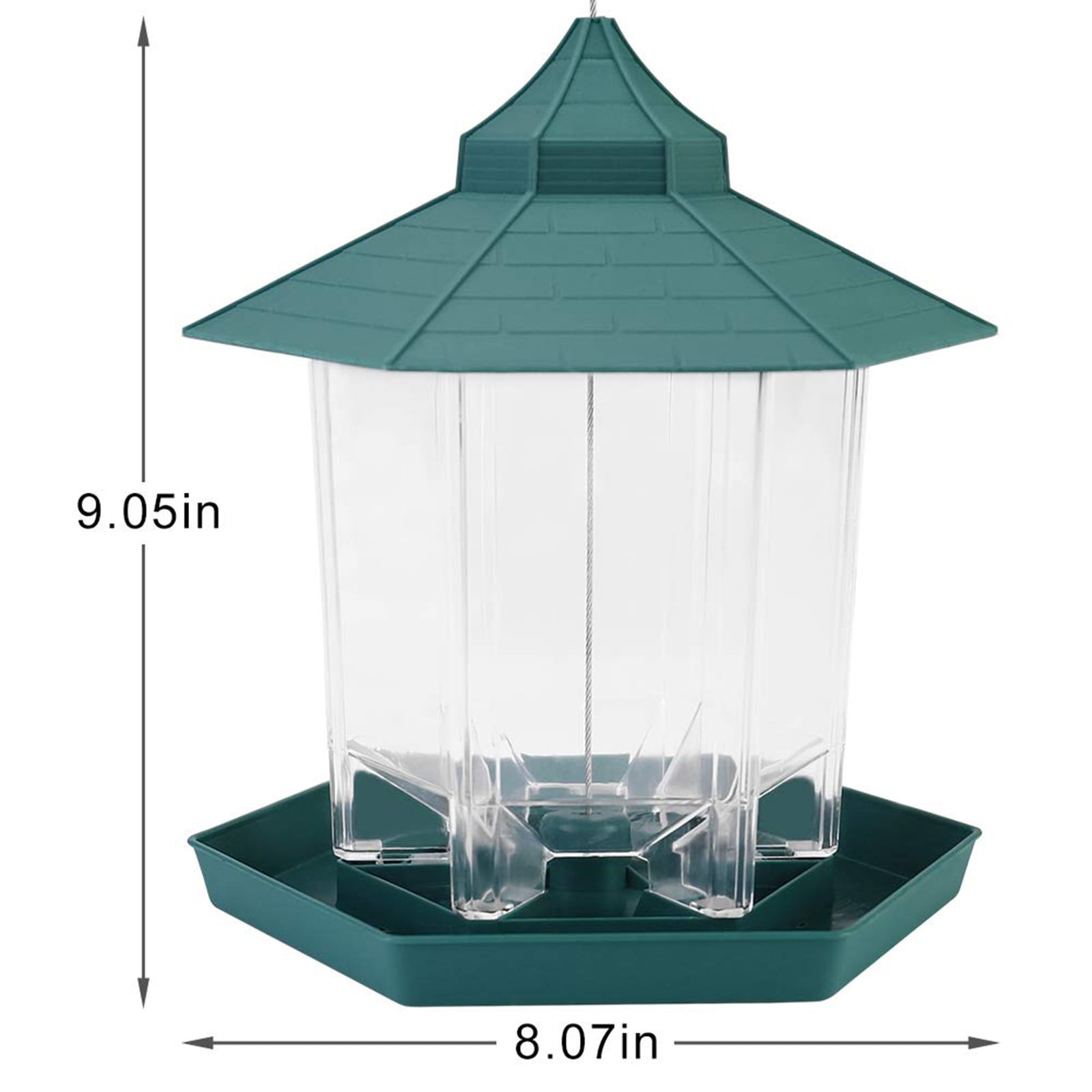 Bird Feeder for Outside Hanging,Bird Seed for Outside Wild Bird Feeders for Garden Yard Outdoor Decoration,Round Roof Design for Sun-Proof and Rainproof, Green