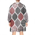thumbnail image 2 of Wearable Oversized Blanket,Red and Black Ethnic Geometric Pattern Wearable Blanket Hoodie for Adults,Cozy Hooded Blankets with Super Pockets,Super Warm Fuzzy Pullover for Women & Men, 2 of 6
