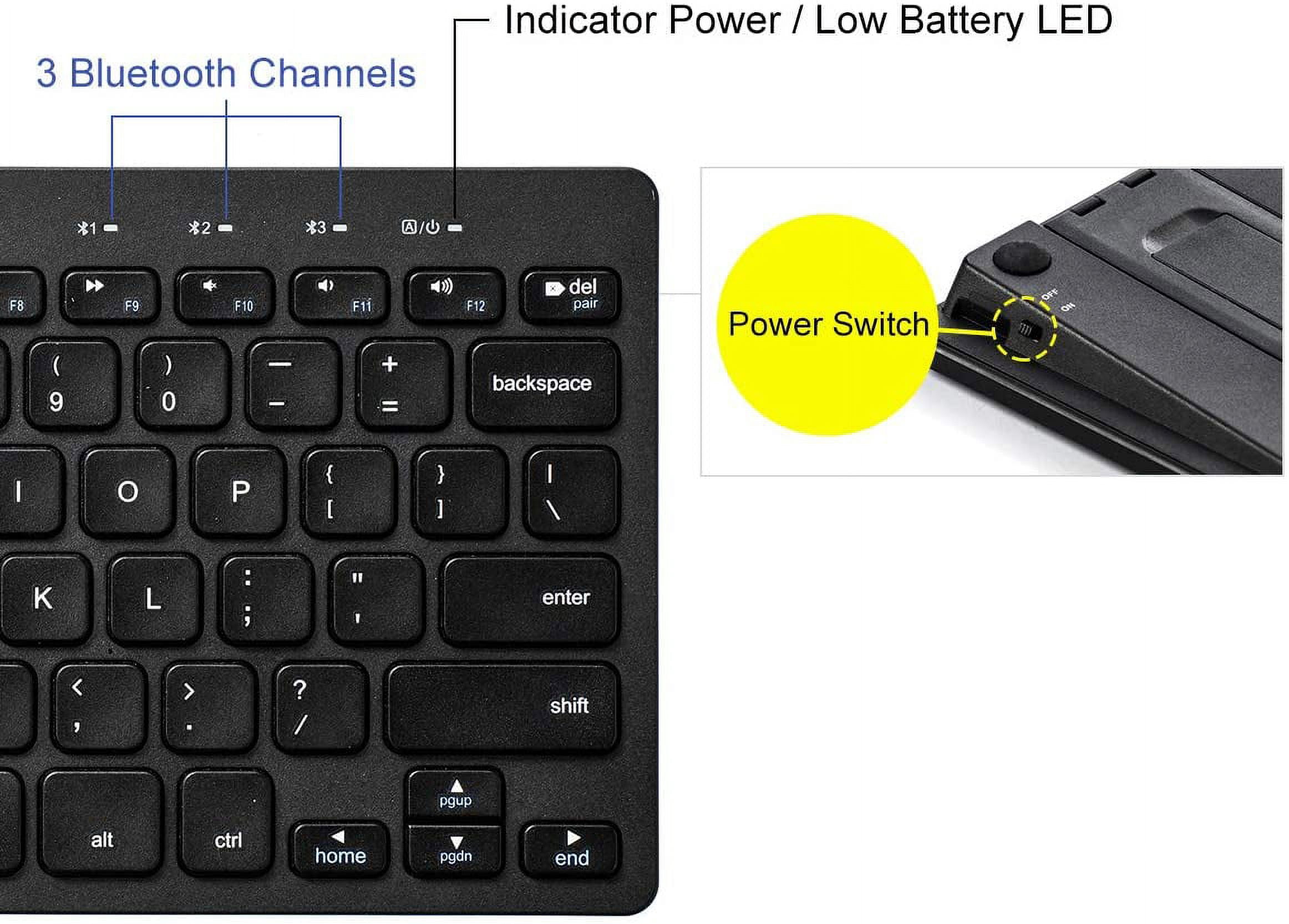 Foldable Bluetooth Keyboard, Rechargeable Wireless Ultra-thin Pocket Gray