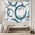 thumbnail image 5 of Turquoise Grey Tapestry for Bedroom Wall Hanging Tapestry, Geometric Circle Modern Abstract Simple Art Ceiling Backdrop Tapestries Poster Blanket Wall Decor for Teens Room Living Room Dorm 51" x 59", 5 of 8