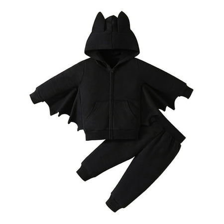 

HTGFGMGW Baby Girl Clothes Kids Outfit Soft Cotton Warm Crewneck Long Sleeve Hooded Bat Suit Clothes Set for Boys and Girls 3 Month Photography Outfits Girl Baby Girl Gifts Black
