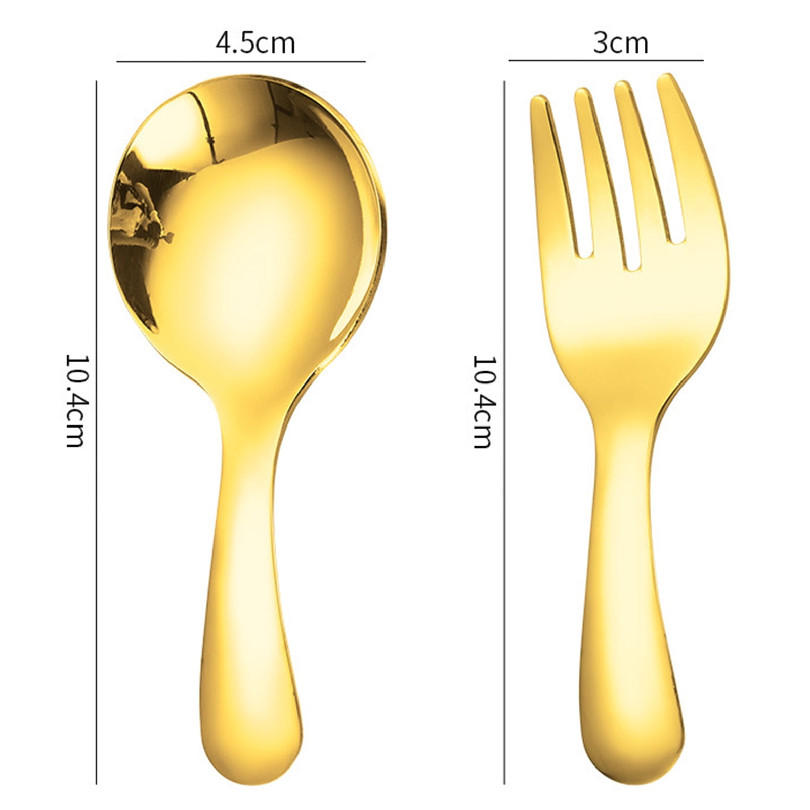 HEVIRGO 7 Sets/14PCS Stainless Steel Baby Spoon Fork Set Short Handle Mirror Polished Mini Ice Cream Dessert Tea Soup Spoon Fork Set Kitchen Cutlery Utensils,Multicolor