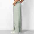 thumbnail image 6 of Sweatpants for Women 2026 Spring Fall Elastic Waist Wide Leg Lace Side Split Hem Casual Loose Sweat Pants with Pockets, 6 of 9