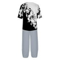 thumbnail image 5 of Teissuly Women's Casual Round Neck 5/4 Sleeve Top And Pants Digital Printing Two-piece Set, 5 of 5