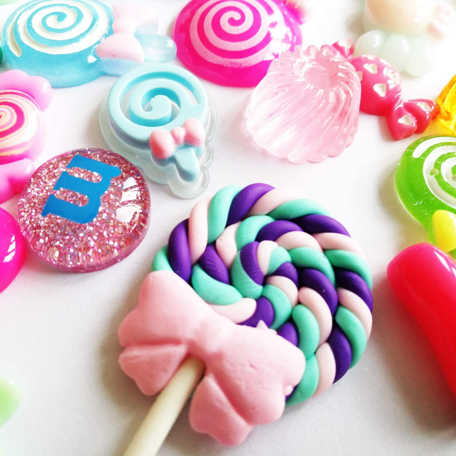 80Pcs Candy Charms Cute Decorative Eco-friendly DIY Craft Candy Resin  Charms Flatback Household Supplies