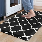 Carvapet Moroccan Cushioned Anti Fatigue PVC Foam Kitchen Rug Standing Mat for Kitchen, Black, 17.3"x28"