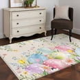 thumbnail image 3 of 3'x5' Rug for Living Room Bedroom, Easter Eggs Washable Area Rugs Non-Slip Carpet Mats, Spring Daisy Eucalyptus Leaves Rustic Burlap Indoor Low Pile Area Rug Runner for Kitchen, Mudroom, 3 of 8