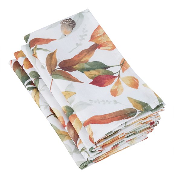 ennco Styles 20’’ x 20’’ Fall Leaf Linen Cloth Napkin, 4 Count