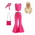 thumbnail image 1 of Disfraz rosa de película para niña, conjunto de ropa con Top estrellado y pantalones, vestido de princesa para fiesta de cumpleaños y Halloween, 2023, 1 of 3