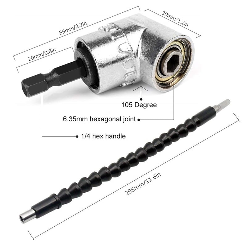 Right Angle Extension Adapter 1/4inch 105 Degree Angle Hex Extension Drill Bit Adjustable Screwdriver Socket Holder Adapter Right Angle Extension Adapter 1/4inch 105 Degree Angle Hex Extension Drill Bit Adjustable Screwdriver Socket Holder Adapter