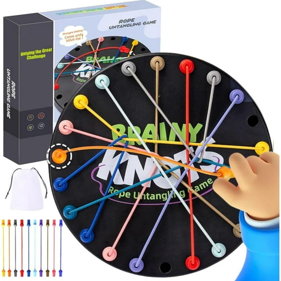 Brainy Knots Rope Untangling Game for 6 7 8 9 Year Old Kids, Twisted Rope Puzzle Game for Kids Age 6 , Brain Knots Game Exercise Strategy Thinking, Fun Family Game with Multiple Difficulty Levels