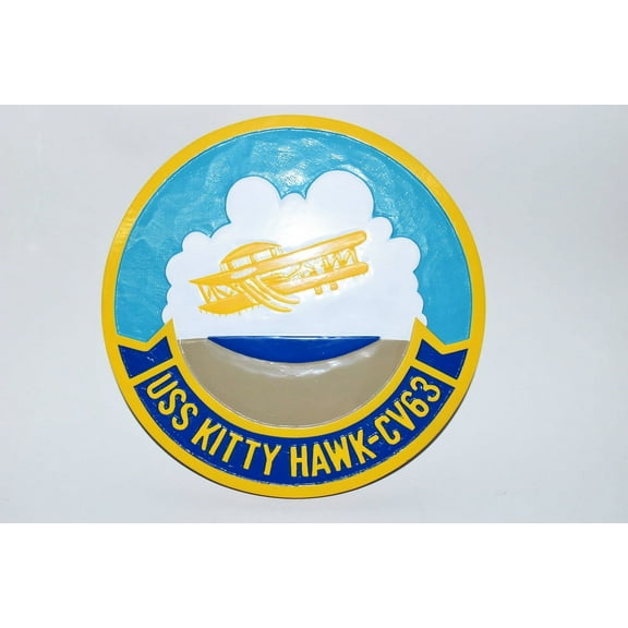 USS Kitty Hawk CV-63 Plaque, 14", Mahogany, Navy