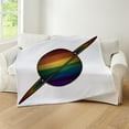 thumbnail image 5 of CafePress - Planet And Rings In LGBTQ Rainbow Pride Flag Color - Soft Fleece Throw Blanket, 50"x60" for All Ages, 5 of 5