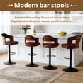 thumbnail image 6 of ClinQ Swivel Adjustable Bar Stools Set of 3, PU Leather Upholstered Bar Chairs with Bentwood Backrest and Hydraulic Lift for Kitchen Island, Brown, 6 of 9
