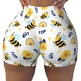 thumbnail image 2 of Haiem Bees And Rainbows No Front Seam Biker Shorts for Women Yoga Workout Gym Bike Shorts with Tummy Control Moisture-Wicking-Small, 2 of 9