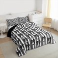 thumbnail image 3 of Homewish Black Bowknot 3 Pieces Queen Comforter Set for Female Men Teens,Polka Dots Ultra Soft Bedding Sets,Geometric Stripes Bedding Comforter Set,Lightweight Room Decor,Reversible, 3 of 8