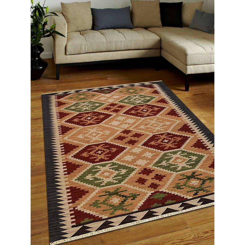 Rugsotic Carpets Hand Woven Flat Weave Kilim Wool 6'x9' Area Rug