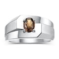thumbnail image 1 of RYLOS Men's Rings Sterling Silver Ring Classic Solitaire 7X5MM Oval Shape Gemstone Designer Band Smoky Quartz June Birthstone Rings For Men Size 10, 1 of 5