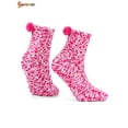 thumbnail image 3 of Spencer 3 Pairs Fuzzy Fluffy Socks for Women Winter Warm Slipper Socks DIY Plush Sock Cupcake Boxes Gift for Holiday Christmas (Grey & Rose Red & Red), 3 of 9