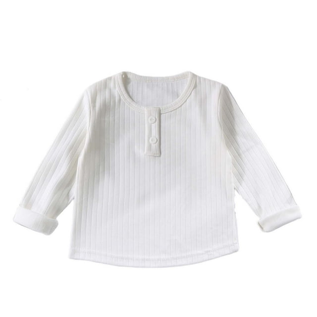 vdgthytj Chemises en Tricot pour Garçons et Filles, Col Rond Côtelé, Manches Longues, Automne Printemps